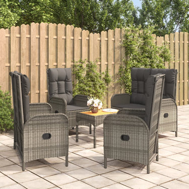 5-piece Garden Set with cushions poly rattan