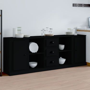 Sideboards 3 Stk. Schwarz Holzwerkstoff