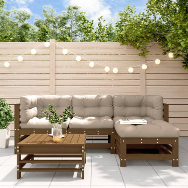 Salon de jardin 5 pcs avec coussins bois massif douglas