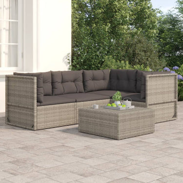 6-piece lounge set with cushions poly rattan gray