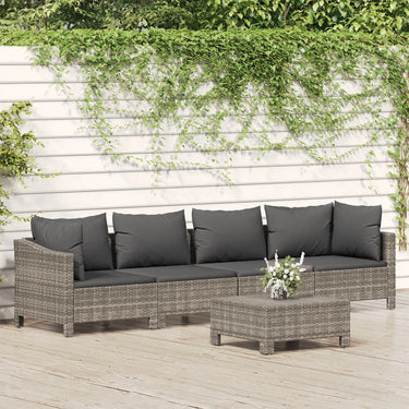 3-piece lounge set with cushions poly rattan gray