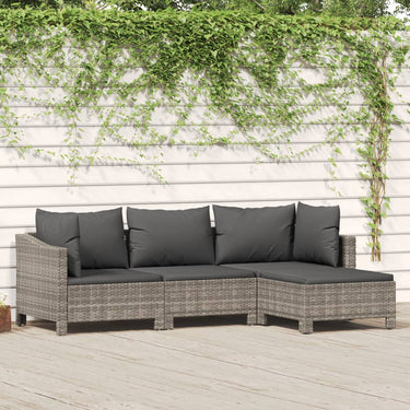 6-piece lounge set with cushions poly rattan gray