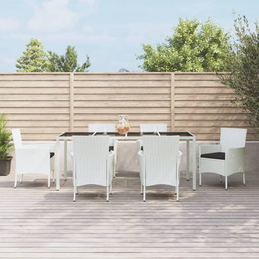 7-delige Tuinset met kussens poly rattan wit