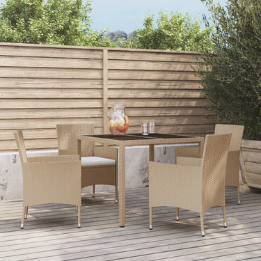 7-delige Tuinset met kussens poly rattan beige