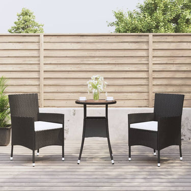 5-tlg. Garten-Bistro-Set mit Kissen Schwarz Poly Rattan