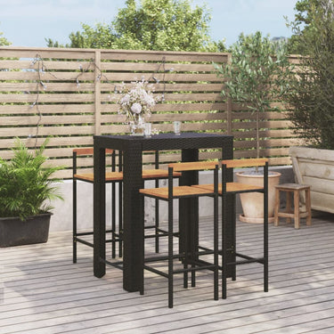 5-piece garden bar set poly rattan and solid acacia wood