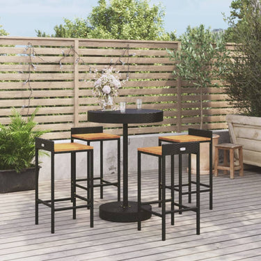 5-piece garden bar set poly rattan and solid acacia wood