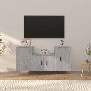 3-piece TV furniture set treated wood oak color