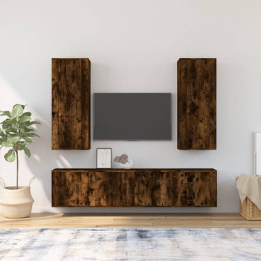 5-piece TV furniture set treated wood oak color