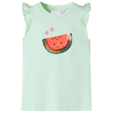 Kindershirt met ruches aan de mouwen 140 zachtgroen