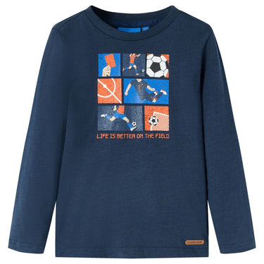 Kindershirt met lange mouwen 92 gemêleerd marineblauw