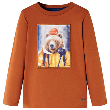 Kindershirt met lange mouwen 116 oranjebruin
