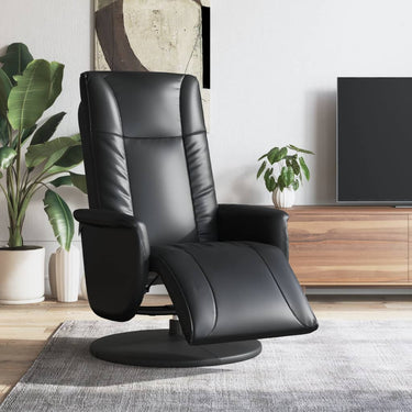 Fauteuil réglable avec repose-pieds en cuir artificiel noir