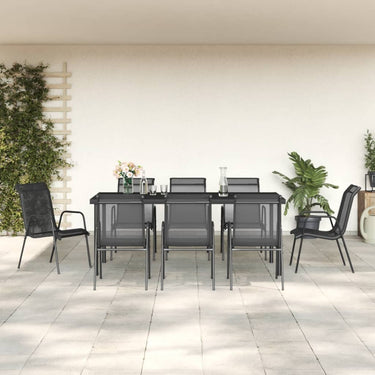Ensemble à manger de jardin 5 pcs noir textilène et acier
