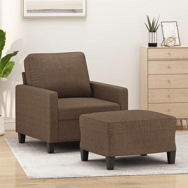 Fauteuil met voetenbank 60 cm stof bruin