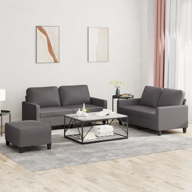 3-piece lounge set with faux leather cushions