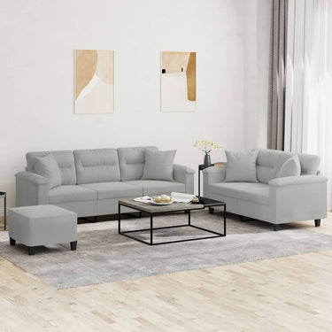 3-piece lounge set with cushions microfiber fabric light gray