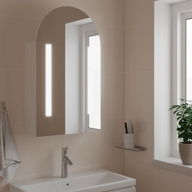 Armoire de bain à miroir avec LED arquée blanc 42x13x70 cm