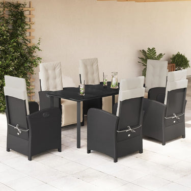 5-piece garden set with cushions poly rattan black