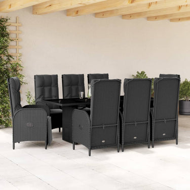 9-piece garden set poly rattan black