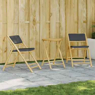 3-piece foldable bistro set with bamboo cushions