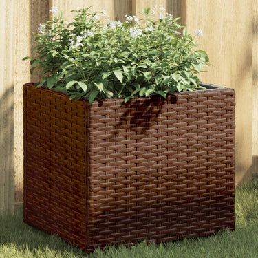 Plantenbakken met 3 potten 2 st 105x30x32 cm poly rattan zwart