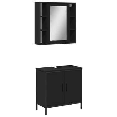 Ensemble de meubles salle de bain 2 pcs noir bois d'ingénierie