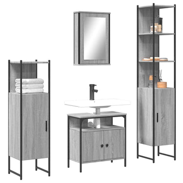 4-piece bathroom furniture set treated wood gray Sonoma oak color