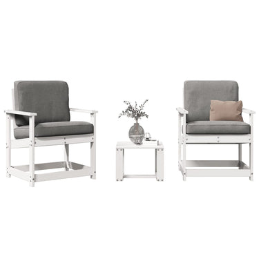 3-piece lounge set solid pine wood white