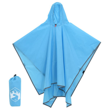 Poncho de pluie avec capuche design 2 en 1 bleu 223x145 cm