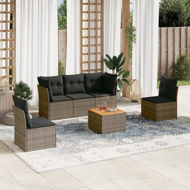 6-piece lounge set with cushions poly rattan