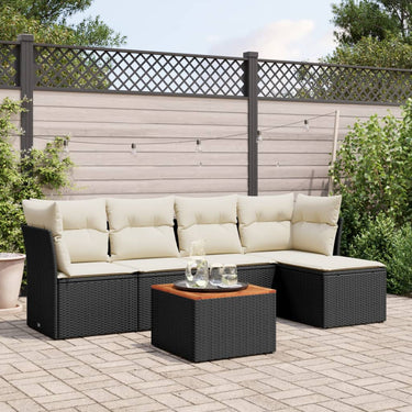 6-piece lounge set with cushions poly rattan