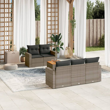 6-piece lounge set with cushions poly rattan