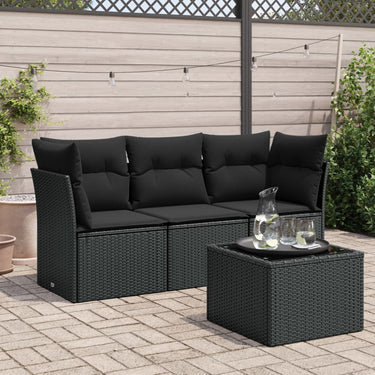 3-piece lounge set with cushions poly rattan