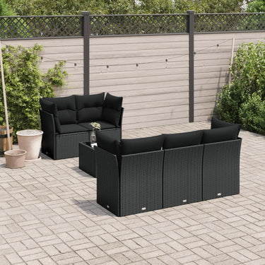 6-piece lounge set with cushions poly rattan