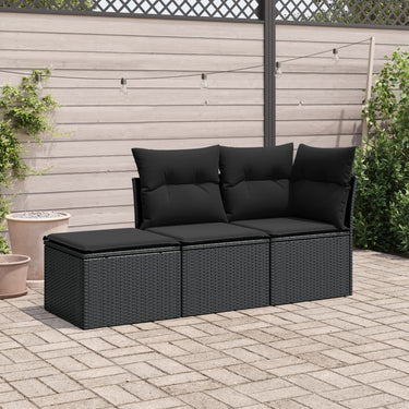 3-piece lounge set with cushions poly rattan