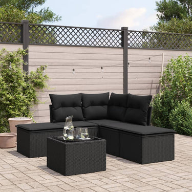 6-piece lounge set with cushions poly rattan