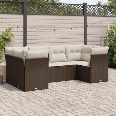 6-piece lounge set with cushions poly rattan