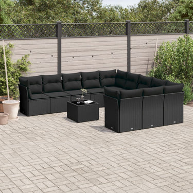 12-delige Loungeset met kussens poly rattan