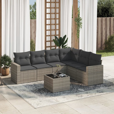 6-piece lounge set with cushions poly rattan