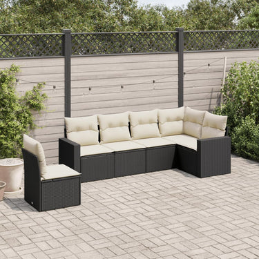 6-piece lounge set with cushions poly rattan