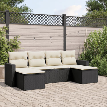6-piece lounge set with cushions poly rattan