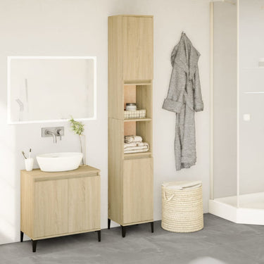 Armoire salle de bain chêne sonoma 30x30x190 cm