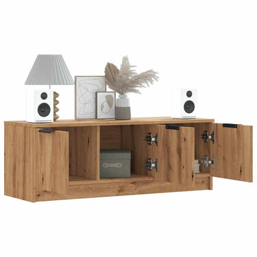 Meuble TV chêne artisanal 102x35x36,5 cm bois d'ingénierie