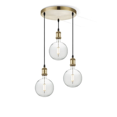 Home Sweet Home hanglamp vintage rond Globe 3L G125 dimbaar E27 helder